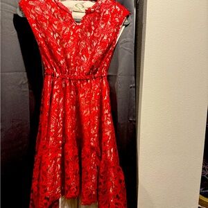 Joyfolie Mia Joy formal dress…cream underneath with red lace over lay